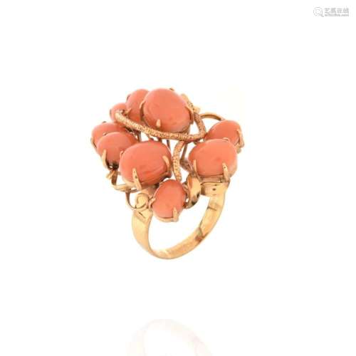 Coral and 14K Ring