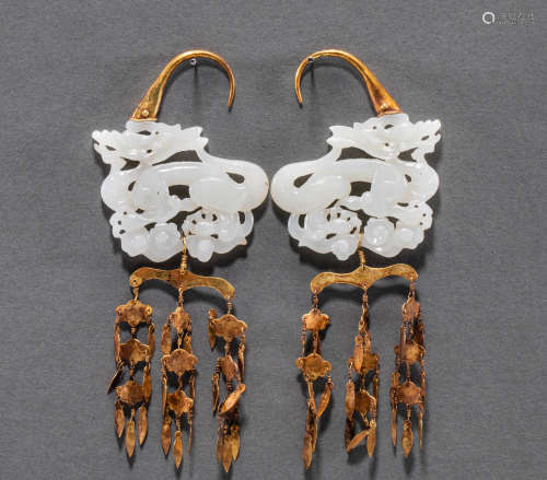 Chinese Hetian jade earrings