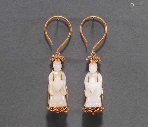 Chinese Hetian jade earrings