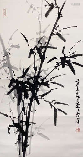 Dong Shouping Fan Zeng inked a vertical shaft on ink bamboo ...