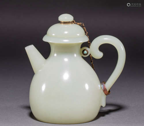 Chinese Hetian jade teapot