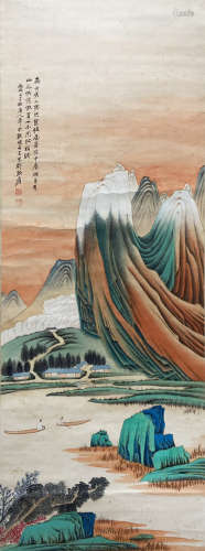 Zhang Daqian paper vertical axis on Bian zhou stream