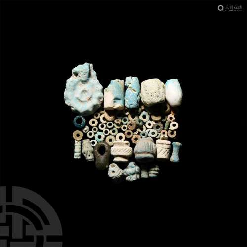 Egyptian Faience Bead and Amulet Group