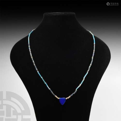 Egyptian Blue Faience Mummy Bead Necklace