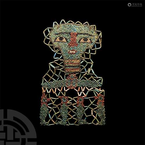 Egyptian Beaded Mummy Face Mask with Sons of Horus