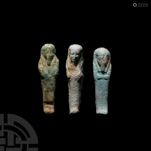 Egyptian Blue Glazed Shabti Group