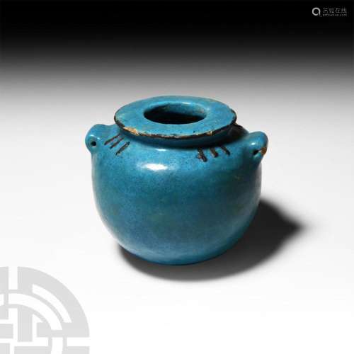 Egyptian Blue Glazed Faience Jar