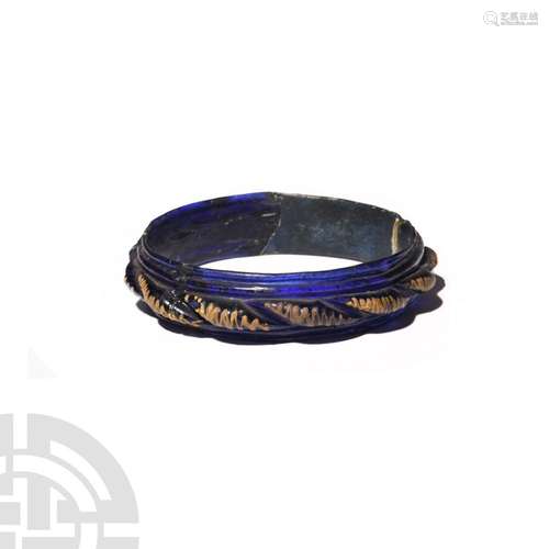 Large Hellenistic Deep Blue Glass Bracelet