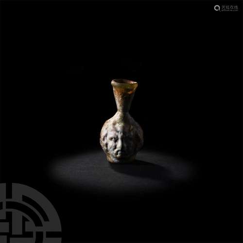 Roman Janus Head Flask with Fine Iridescence