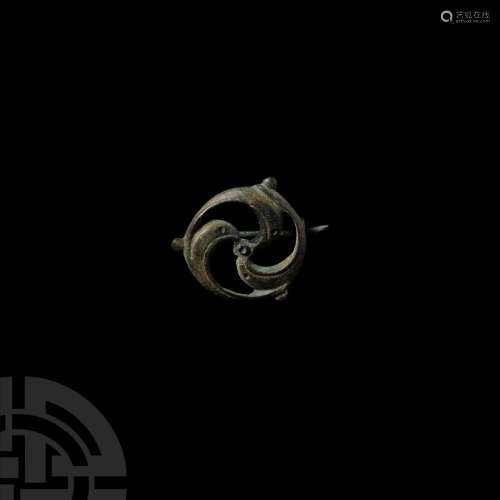 Romano-Celtic Dolphin Trefoil Whorl Brooch