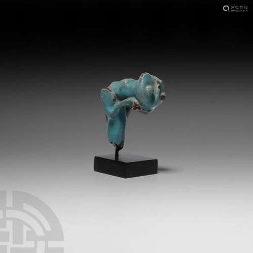 Western Asiatic Blue-Glazed Leaping Lion Fragment