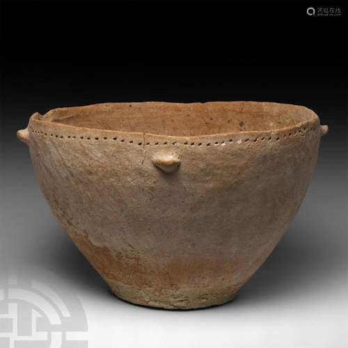 Very Large Holy Land Decorated Terracotta Bowl