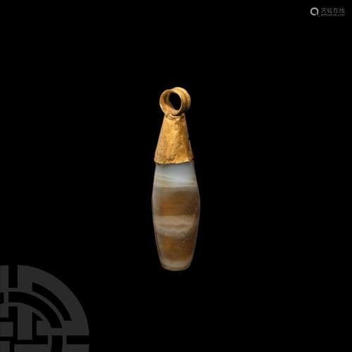 Gold and Banded Agate Pendant