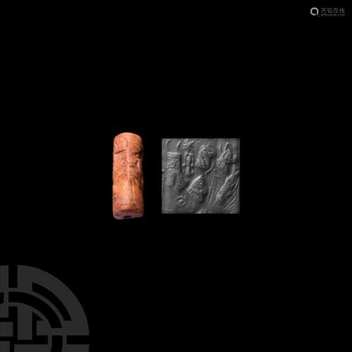 Mesopotamian Cylinder Seal with Bearded God