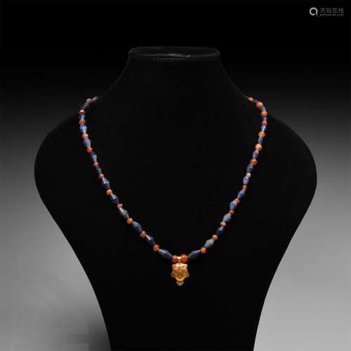 Bead Necklace with Gold Tortoise Pendant