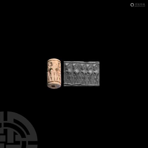 Mesopotamian Cylinder Seal with Advancing Figures