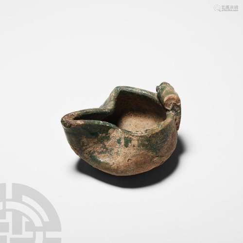 Western Asiatic Green-Glazed Oil Lamp