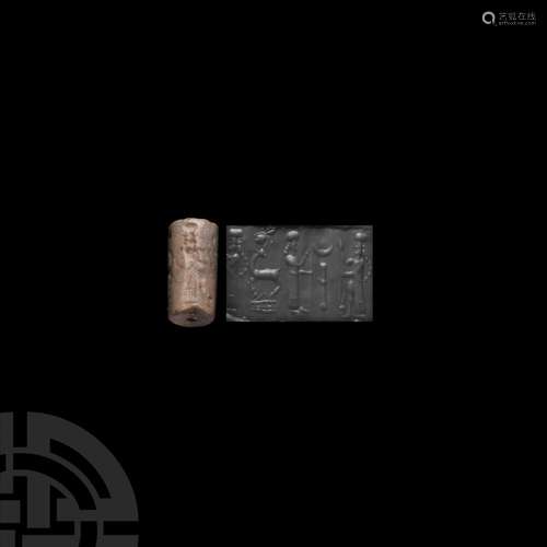 Babylonian Cylinder Seal with Worshipping Scene