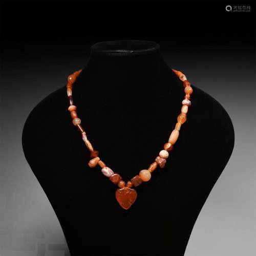 Carnelian Necklace with Heart-Shaped Pendant