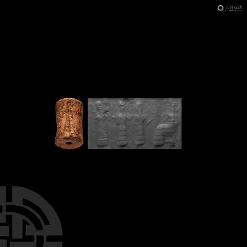 Western Asiatic Cylinder Seal with Worship Scene