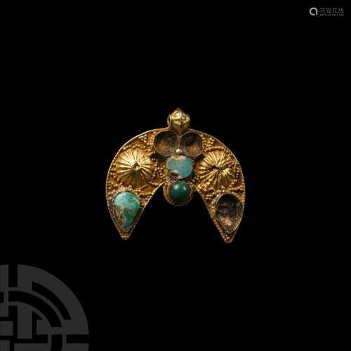 Western Asiatic Gold Pendant with Stones