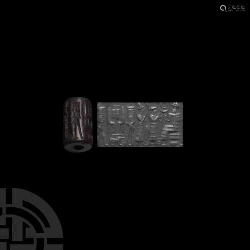 Old Babylonian Cylinder Seal with Worshipping Scene