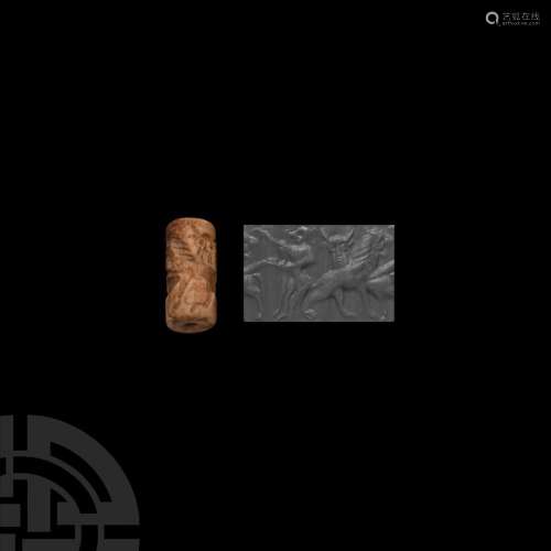 Early Dynastic Cylinder Seal with Lion and Lamassu