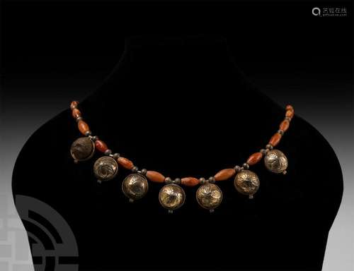 Elamite Necklace with Gilt Silver Pendants