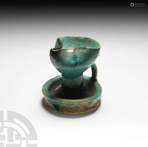 Western Asiatic Glazed Pinched Oil Lamp