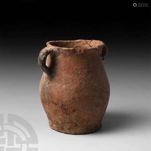 Large Holy Land Terracotta Two-Handled Jar