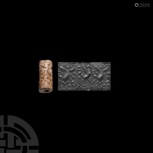 Old Babylonian Cylinder Seal with Winged Quadrupeds