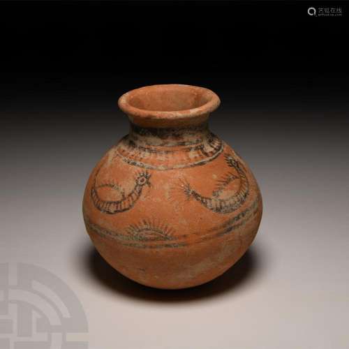 Western Asiatic Painted Terracotta Vase with Birds