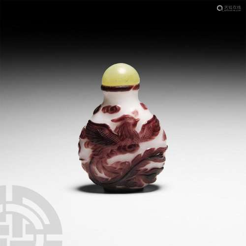 Chinese Snuff Bottle with Fenghuangs