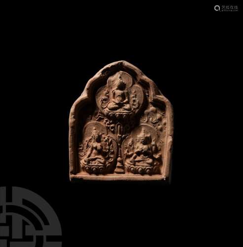 South East Asian Terracotta Plaque with Deities