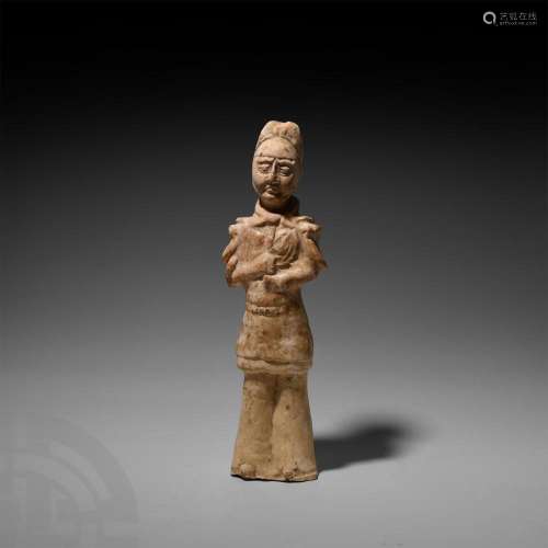 Large Chinese Tang Warrior Attendant Figure