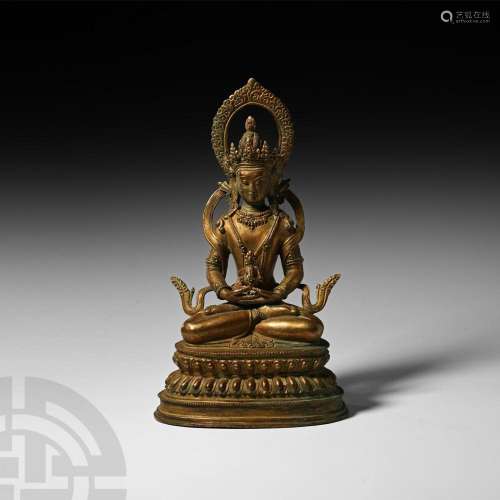 Sino-Tibetan Gilt Seated Buddha Figure