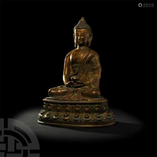 Sino-Tibetan Gilt Seated Buddha Figure