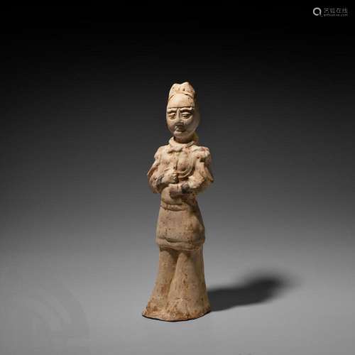 Large Chinese Tang Warrior Attendant Figure