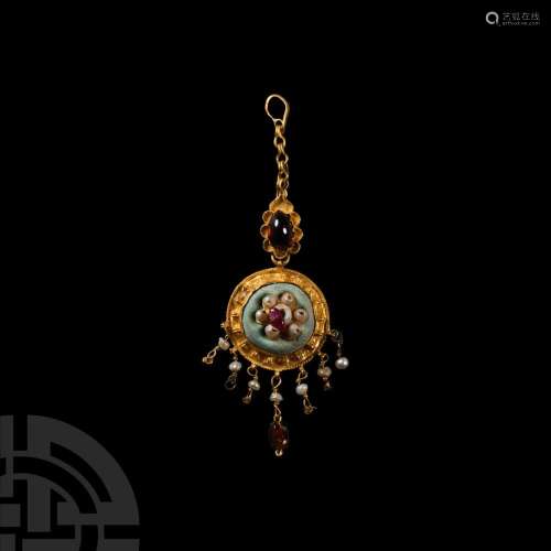 Indian Gold Earring with Garnets