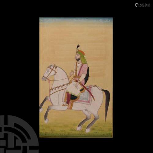 Indian Sikh School Painting of A Sikh Misl Leader