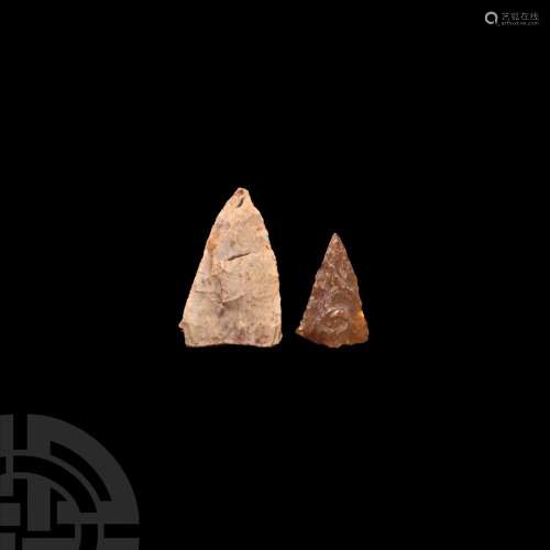 Stone Age Leaf-Shaped Arrowhead Pair