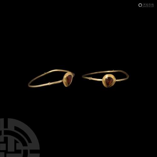 Medieval Gold Ring with Garnet Gemstone
