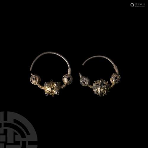 Medieval Gilt Silver Temple Earring Group