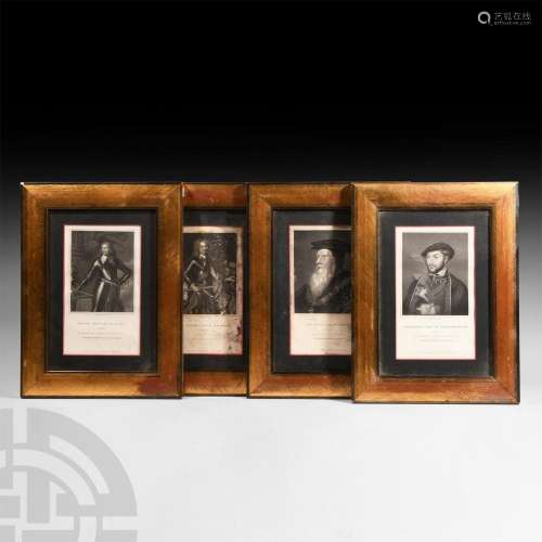 Gilt Framed Set of Historical Prints