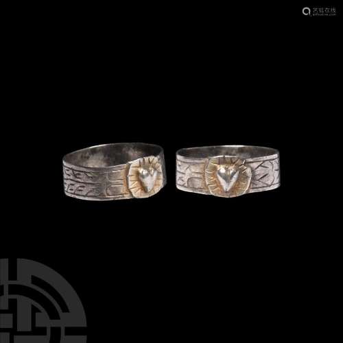 Post Medieval Silver Ring with Love Heart