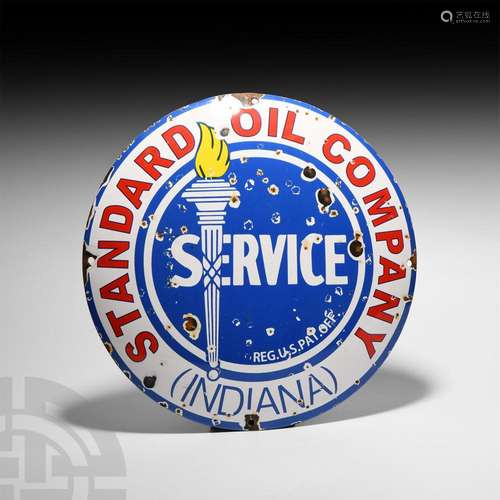 Vintage Standard Oil Company (Indiana) Service Enamelled Sig...