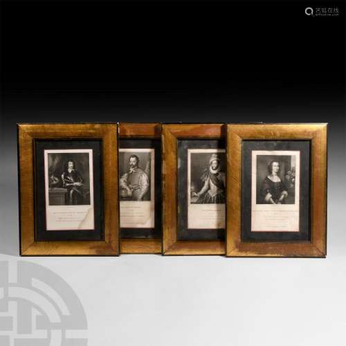 Gilt Framed Set of Historical Prints