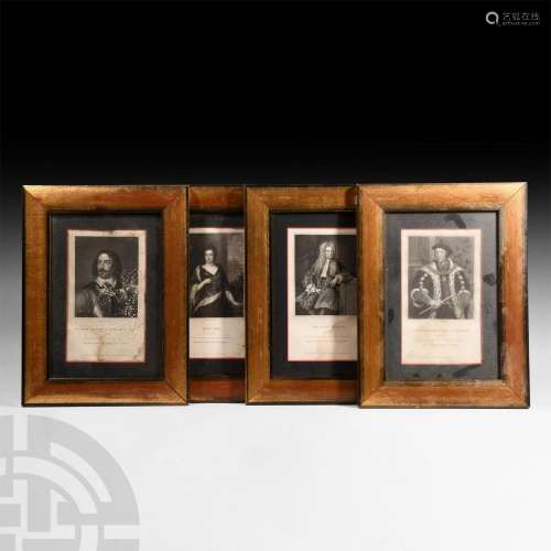 Gilt Framed Set of Historical Prints