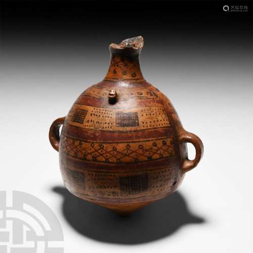 Prehispanic Inca Ceramic Painted Cuzco Bottle