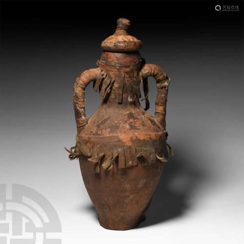 North African Amphora Wrapped in Leather
